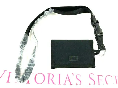 Victoria's Secret Pink Lanyard Bifold Wallet Mesh Pure Black NWT • $19.99