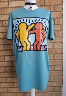 Pop Art Graffiti T-Shirt Keith Haring Unisex Teal • £19.95