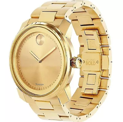 MOVADO 3600258 Bold Champagne Dial Yellow Gold-plated Men's Watch • $359