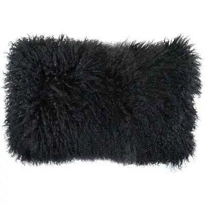 100% Black Real Mongolian Lamb Wool Cushion Cover Curly Fur Pillowcase 30x50cm • $33.24