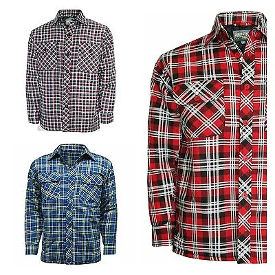 Mens Lumber Jack Outdoor Quilted Padded Checked Shirt Jacket Top Size Chest Pock • £12.99