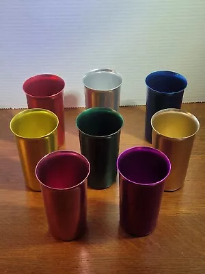 Set Of 8 Vintage Sunburst Anodized Aluminum Tumblers • $7