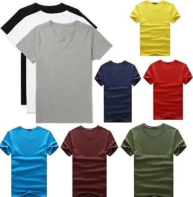 Men's Plain Blank Premium Heavy Cotton T-shirt Basic Tee Short Sleeve New AU • $9.95