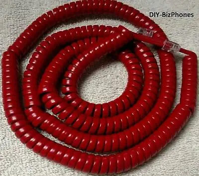 Cherry Red Long Handset  Cord Wall Phone Curly Coil Spiral Receiver RD 25Ft • $8.99