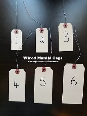 Wire Manila Tags Reinforced Hang Label Inventory Shipping Stock Size 1 2 3 4 5 6 • $0.99