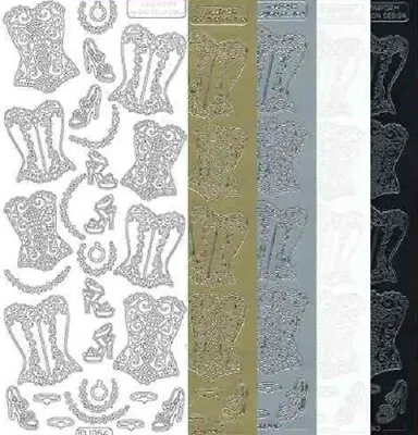 £1.95 • Buy Corset Shoes & Jewellery Peel Off Outline Sticker Card Making Craft Hobby - 1054