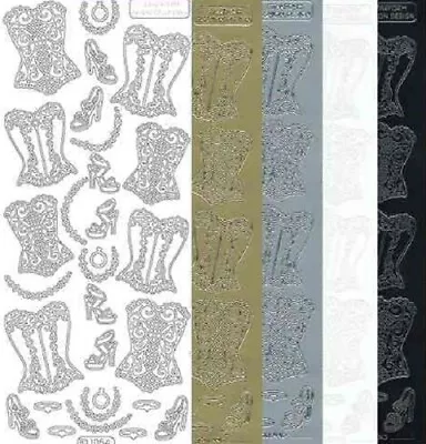 £1.95 • Buy Corset Shoes & Jewellery Peel Off Outline Sticker Card Making Craft Hobby - 1054