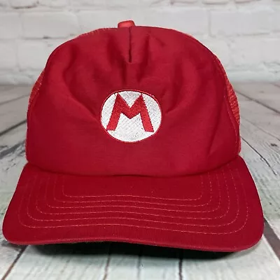 Vintage Nintendo Super Mario Bros Hat Red Snap Back Mesh Trucker Cap Made In USA • $64.78
