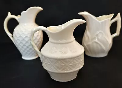 Vintage Belleek Luster Creamers Lot Of 3 Green Mark 2nd Gen 40's-60's (B3) • $33