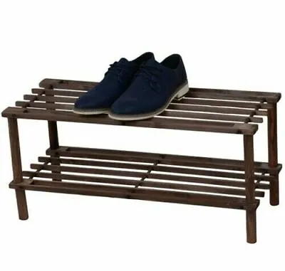 Wooden Shoe Storage Rack Stand Holder Organizer 2 / 3 / 4 Tier Dark Oak Color    • £11.42