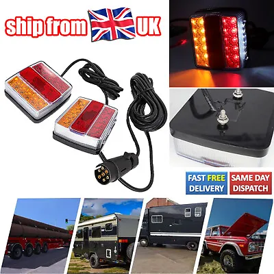 2x 10m Line 7 Pin Plug Kit Stop Indicator Lamp 12V 16 Led Trailer Tail Light • £23.09