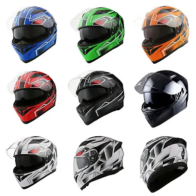 1Storm Motorcycle Full Face Dual Visor Helmet Inner Sun Visor Shield DOT HJK316  • $64.95