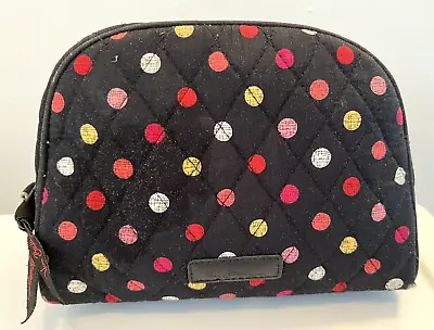 Vera Bradley Havana Dots Black Polka Dot Floral Lined Makeup Cosmetic Bag EUC • $9.99