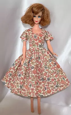 Vintage Handmade Floral Barbie Dress Orange Green Blue Yellow Earth Tones • $6.99