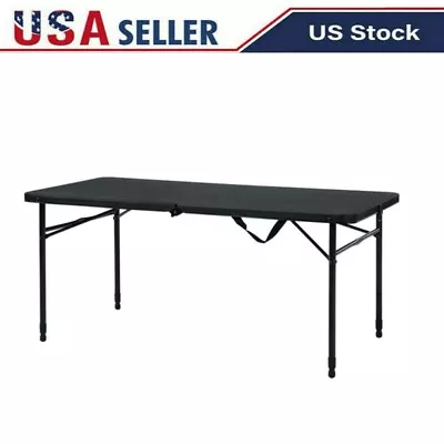 4' Fold-In-Half Adjustable Table Rich Black Free Shipping New US • $33.19