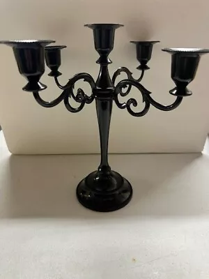 SUJUN 5-Candle Black Metal Candelabra Candle Holder Candlestick Gothic Halloween • $22.99