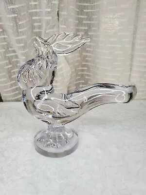 Vintage Clear Glass Rooster Curved Tail Heavy Figurine Farmhouse • $39.99