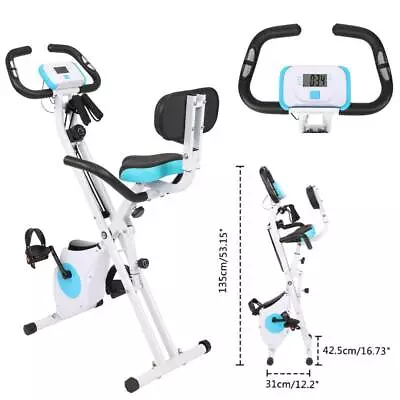 Home Folding Stationary Upright Indoor Cycling Exercise Bike 8 Speed Blue • $108.95