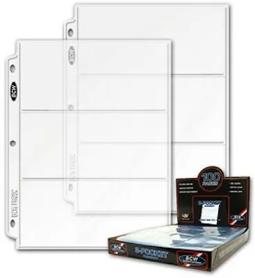 Case Of 1000 BCW 3-Pocket Currency Album Pages Dollar Bill Coupon Binder Sheets • $225.99