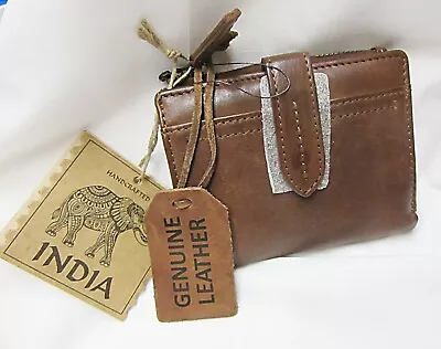 INDIA Vintage Look Soft Genuine Leather Handcrafted Women's Wallet NEW WITH TAG • $24.99