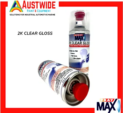 SPRAY MAX 2k CLEAR GLOSS TOUCH UP SPRAY SOLID DIY AUTOMOTIVE TOP COAT 400MLS CAN • $40.50