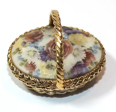 Vintage Solid Perfume Flower Basket Max Factor Compact Gold Tone Metal J220 • $19.95