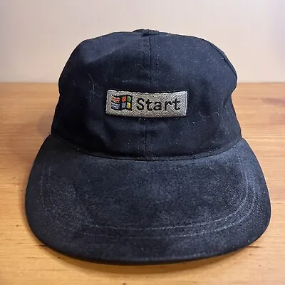 Vintage 90s Microsoft Windows Start Logo Black Adjustable Baseball Hat Cap • $80