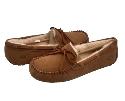 UGG Olsen Chestnut Leather Sheepskin Moccasin Men's Slippers - Size US 8 - U11 • $59.99