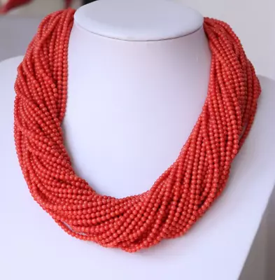 335gr New  Multi Strand Red Coral Necklace Collier Mediterranean Corals D-3mm • $3100