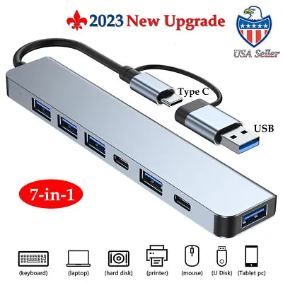7 In 1 Multiport USB 3.0 Type-C Adapter USB-C HUB For MacBook Pro/Air Laptop PC • $12.99