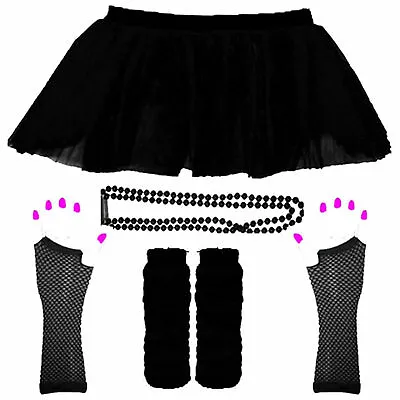 £7.98 • Buy Adults Girls Neon Uv Tutu Gloves Leg Warmers Beads Bangles Fancy Dress Hen Party