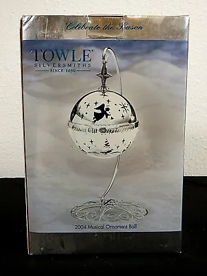 Towle 2004 Christmas Musical Silver Bell With Display Stand NIB • $64.95