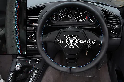 Fits Bmw 3 Series E36 Black Real Leather Steering Wheel Cover M3 Stitching • $60.97