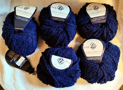 Plymouth Yarn Alpaca Boucle Loop. Blue-3476. 93yds/100g. -LOT OF 5 SKEINS. NEW • $25