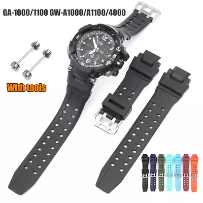 For Casio G-shock GA-1000/GA-1100/4000/G-1400 Silicone Watch Band Silver Buckle • $19.99