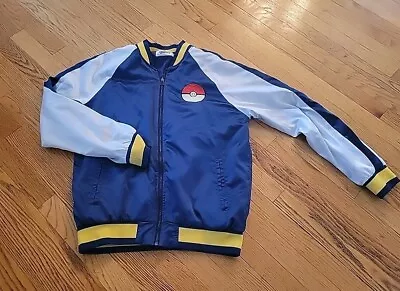 Pokemon Pikachu Jacket Satin Varsity Embroidered Patch Pokeball Nintendo M • $39