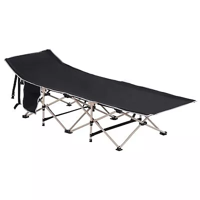 Outsunny Single Portable Outdoor Military Sleeping Bed Camping Cot Black • £33.99