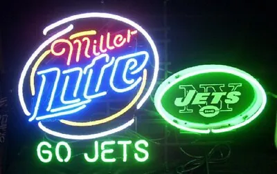 US STOCK 32  Miller Lite New York Jets Go Jets Neon Light Sign Lamp Poster JY • $374.29