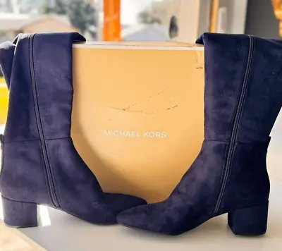 Michael Kors Over The Knee Microfiber Boots In Navy Low • $50