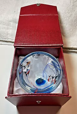 Vintage Murano Style Small Art Glass  Aquarium  Bowl W/ Storage Case. Excel Cond • $8.99