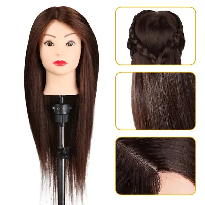 £27.99 • Buy 24  100% Real Hair Practice Training Head Mannequin Hairdressing Doll + Clamp UK