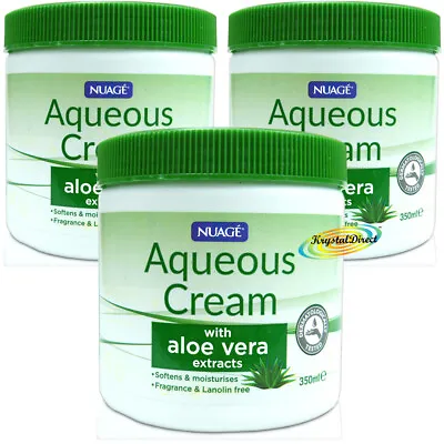 3x Nuage Aqueous Cream With ALOE VERA Extracts Skin Wash Moisturiser 350ml • £8.49