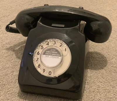 Gpo 746 Rotary Dial Telephone - Gloss Black - Vintage British Retro • £10.49