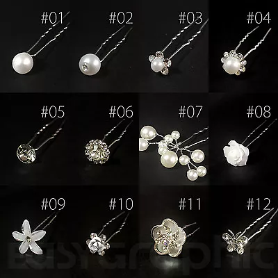 £2.99 • Buy Bridal Hair Pins Rhinestone Pearl Diamante Flower Slide Clips Grips Wedding