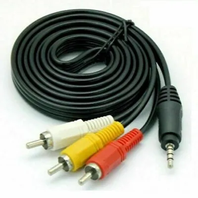 4 Pole 3.5mm Jack To 3 RCA Triple Phono Composite AV Camcorder Camera Cable • £2.99