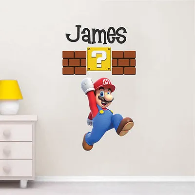 Super Mario Wall Decal Nintendo Wall Decal Personalized Wall Decal B99 • $62.95