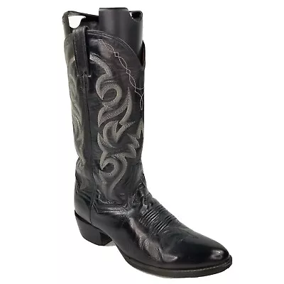 Dan Post Mens Milwaukee Cowboy Boots Sz 8.5D Black Leather Embroidered 2110 Euc  • $69.77