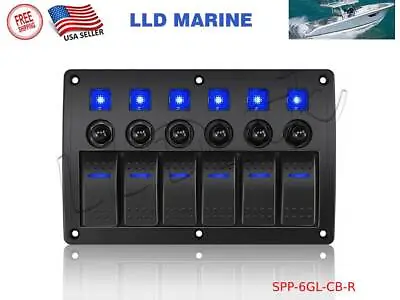 $44.95 • Buy Boat Marine RV Truck Switch Panel 6 Gang Circuit Breaker Toggle Rocker 12V 24V