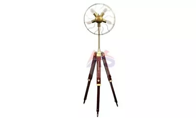 Halloween Style Fan 5 Light Brass Floor Lamp With Wooden Adjustable Tripod Stand • $359.10