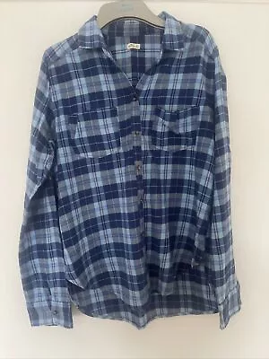 Hollister Blue Plaid Check Long Sleeve Button Up Shirt Sz M 100% Cotton • £7